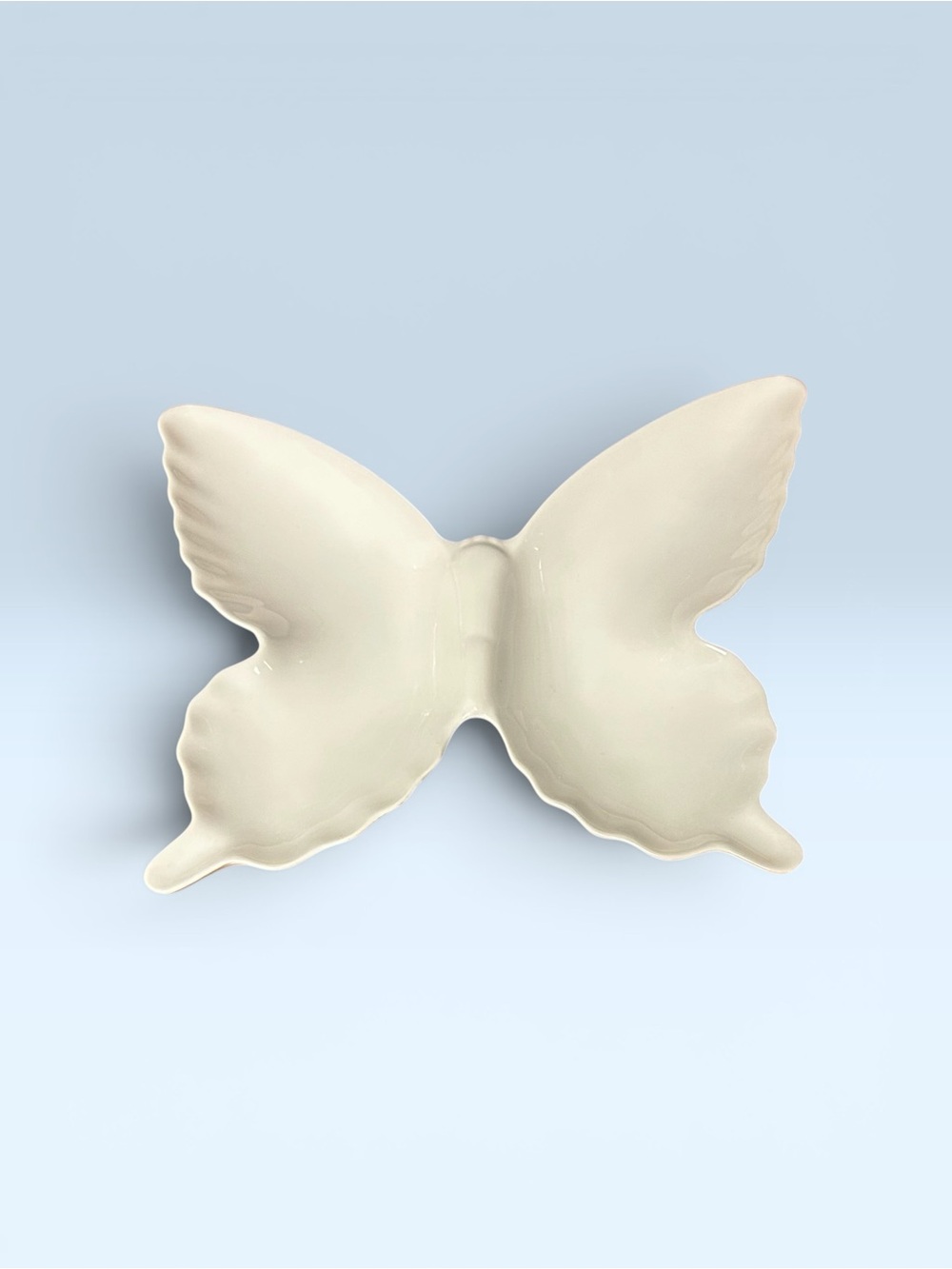 White Butterfly Porcelain Jewelry Trinket Dish